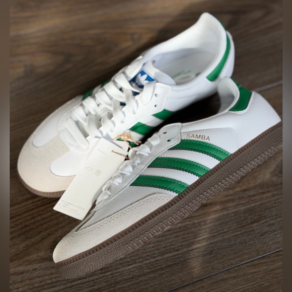 adidas Shoes - Adidas Samba White with Green Sneakers 7.5